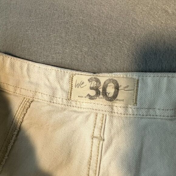Free People Wide Leg Jeans Womens 30 Cream Ivory High Rise Denim Seam Accent - Picture 4 of 15
